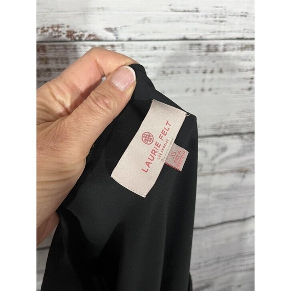 Laurie Felt Blouse Extra Small Black Sheer Pleated Sleeves Cocktail Evening Slim - Picture 13 of 13